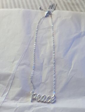 Anna & Ava Silver Color Peace' Script Necklace Sale